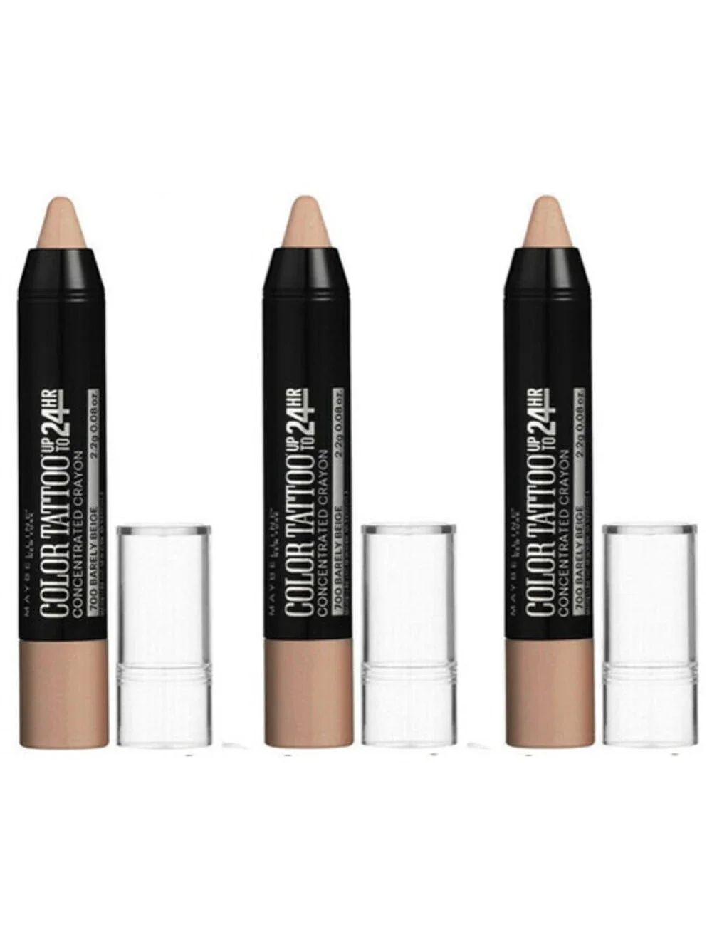 3-Pack New MAYBELLINE Color Tattoo Crayon Eye Shadow 700 Barely Beige (Sealed)